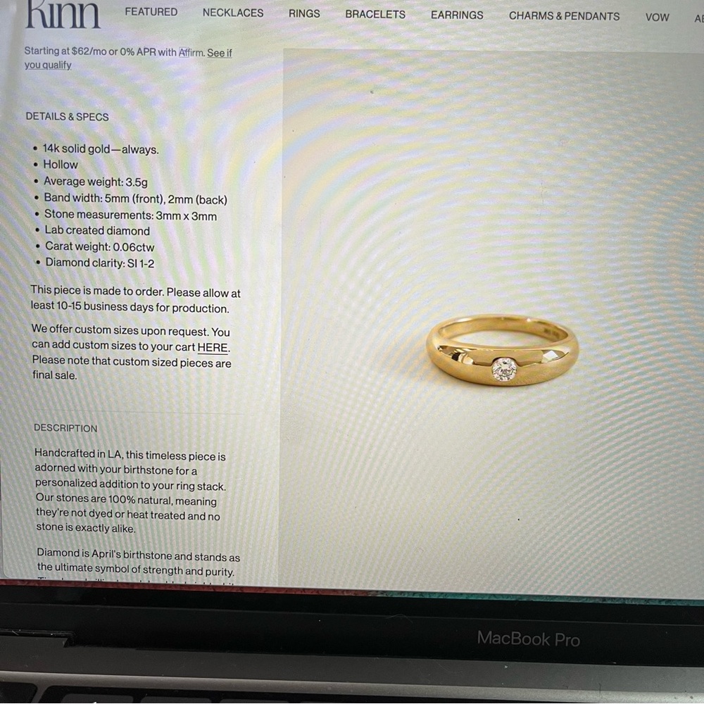 Kinn Amelia diamond dome ring sz 6